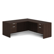 OfficeSource Laminate Double 3/4 Hanging Pedestal ''L'' Desk - 71'' x 30'' - Maple
