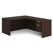 OfficeSource OS Laminate Collection Single 3/4 Pedestal "L" Desk - 60" x 30" - Java
