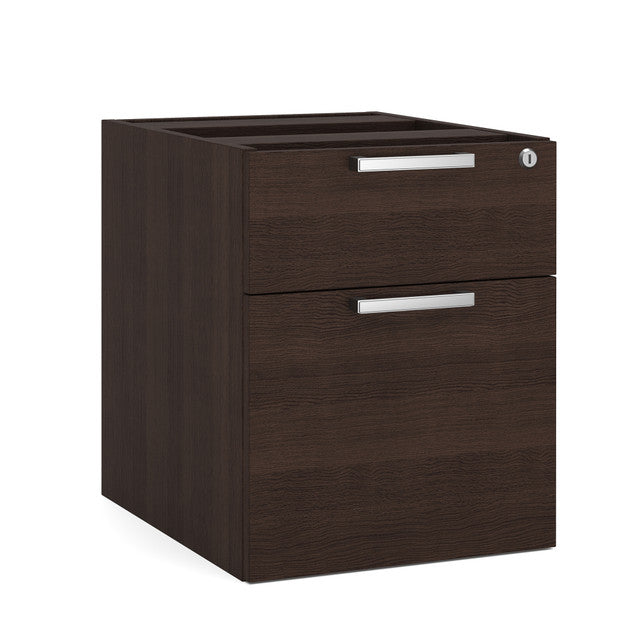 OfficeSource Laminate 2 Drawer Hanging Pedestal - Box/File - 15.5"W x 19"D - Java