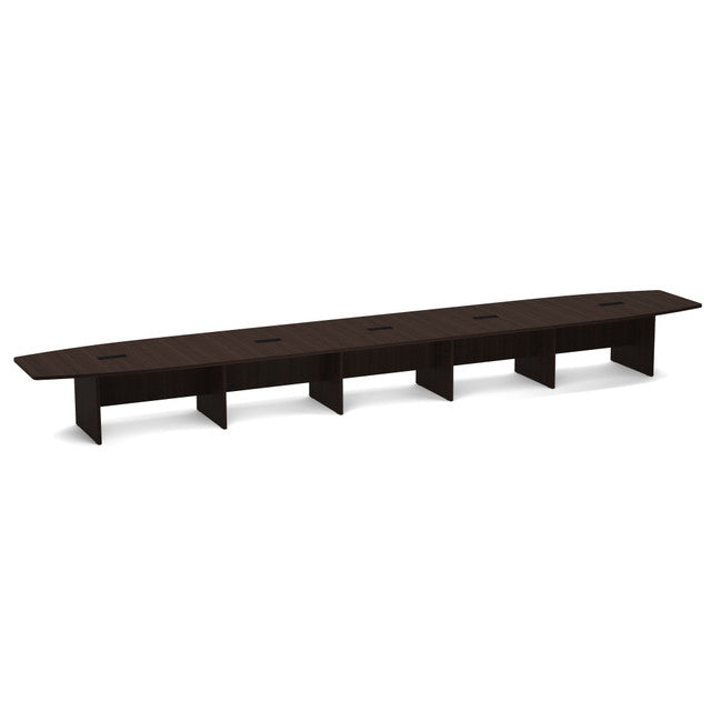 OfficeSource Laminate Expandable Boat Shaped Conference Table with Slab Base - 24' - Java