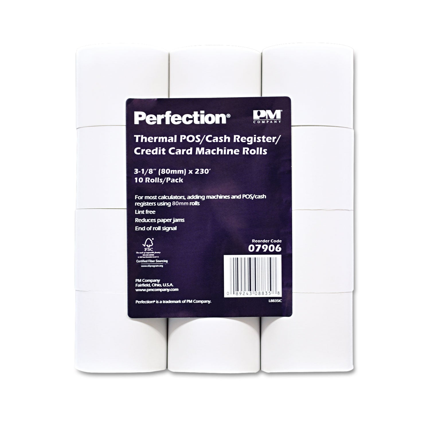 ICONEX 3-1/8" Thermal POS Receipt Paper Roll - 3 1/8" x 230 ft - White - 1 Pack