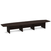 OfficeSource Laminate Expandable Boat Shaped Conference Table with Slab Base - 16' - Java
