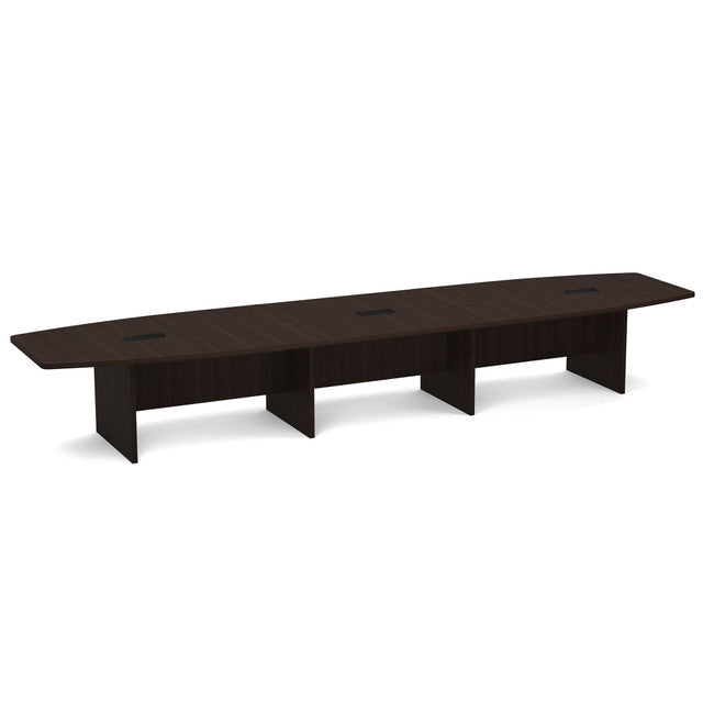 OfficeSource Laminate Expandable Boat Shaped Conference Table with Slab Base - 16' - Java