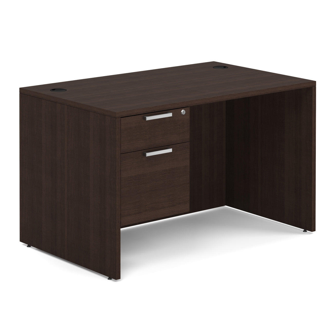 OfficeSource OS Laminate Collection Single 3/4 Pedestal Desk - 48" x 30" - Java