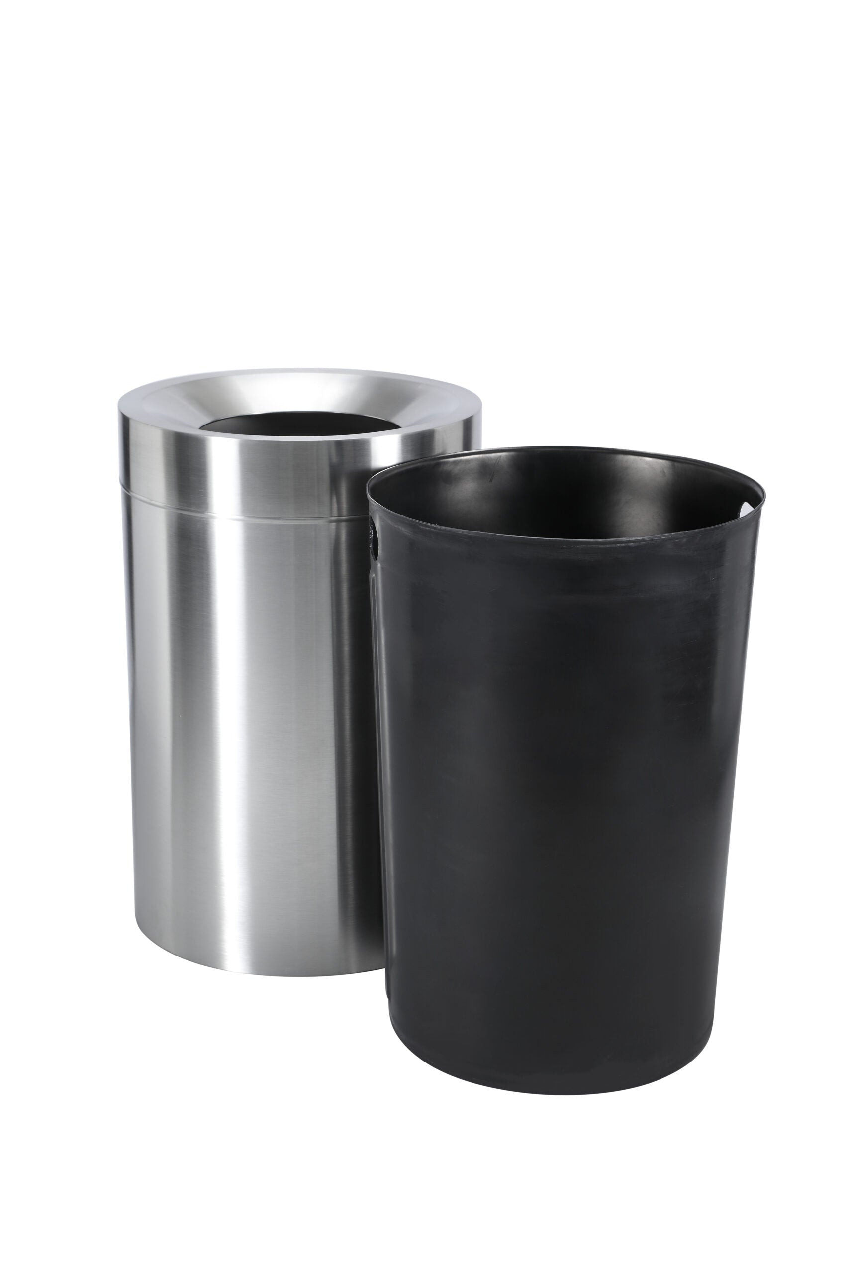 50 Gallon Stainless Steel Trash Can with Liner in Matte Black