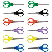 Transparent Handle School Scissors - 12 Pieces