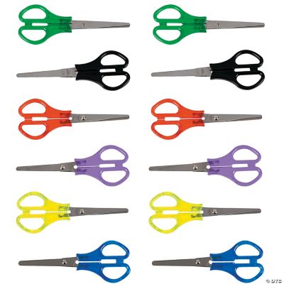 Transparent Handle School Scissors - 12 Pieces