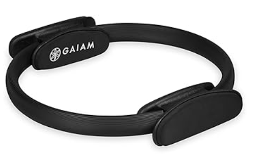 Gaiam 14.75"  Pilates Ring Fitness Circle - Lightweight & Durable Foam Padded Handles, Flexible Resistance Exercise Equipment for Toning Arms, Thighs/Legs & Core - Black