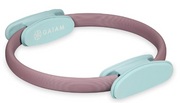 Gaiam 12" Pilates Ring Fitness Circle - Lightweight & Durable Foam Padded Handles, Flexible Resistance Exercise Equipment for Toning Arms, Thighs/Legs & Core - Dusty Pink/Seafoam