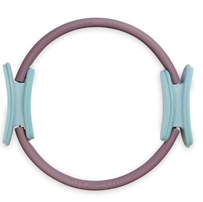 Gaiam 12" Pilates Ring Fitness Circle - Lightweight & Durable Foam Padded Handles, Flexible Resistance Exercise Equipment for Toning Arms, Thighs/Legs & Core - Dusty Pink/Seafoam