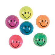 Hi-Bounce Smile Face Balls W/Glitter - 12 Pieces