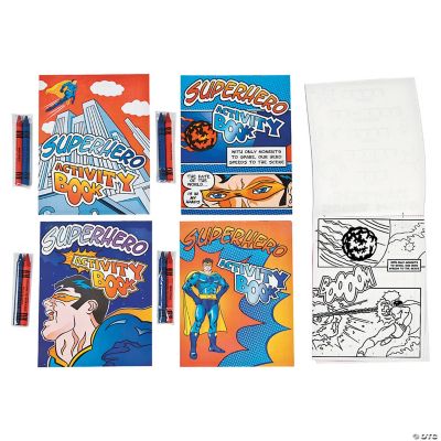 Super Hero Activity Books W/Crayons - 12 Pieces