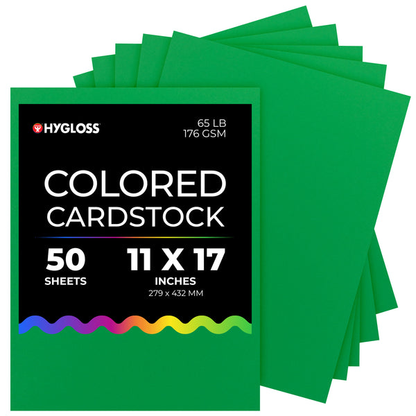 Hygloss Colored Cardstock - 11"x17", 50 sheets, Dark Green
