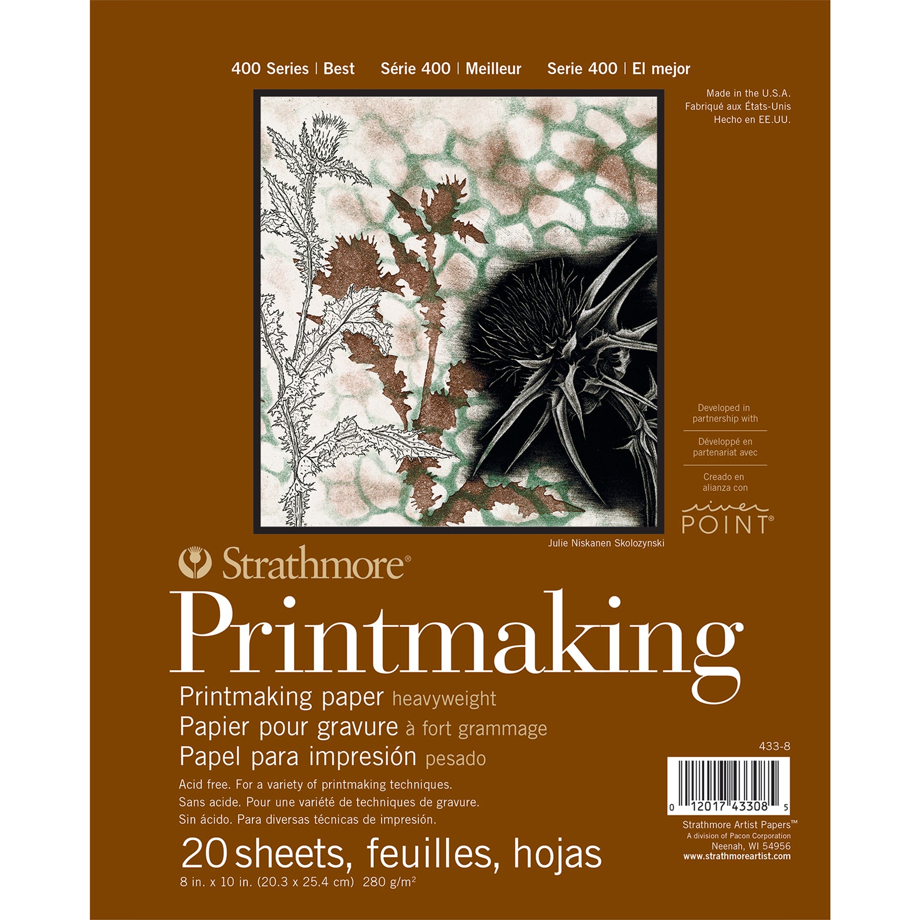 400 Series Printmaking Paper Pad, Heavyweight, Glue Binding, 20 Sheet, 8x10 inch, 1 Count