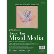 400 Series Mixed Media Pad, Toned Tan, Glue Binding, 15 Sheet, 9x12 inch, 1 Count