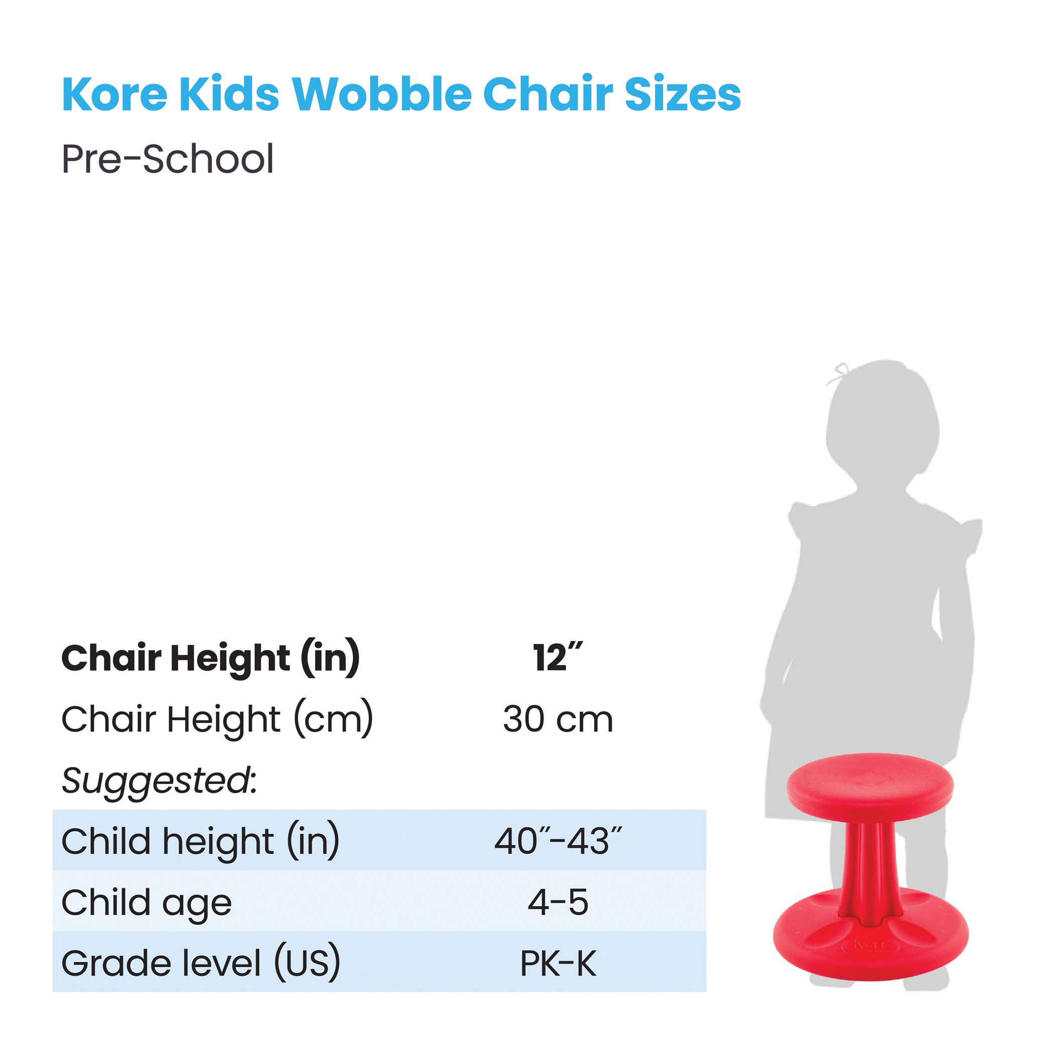 Pre-School Wobble Chair 12", Red