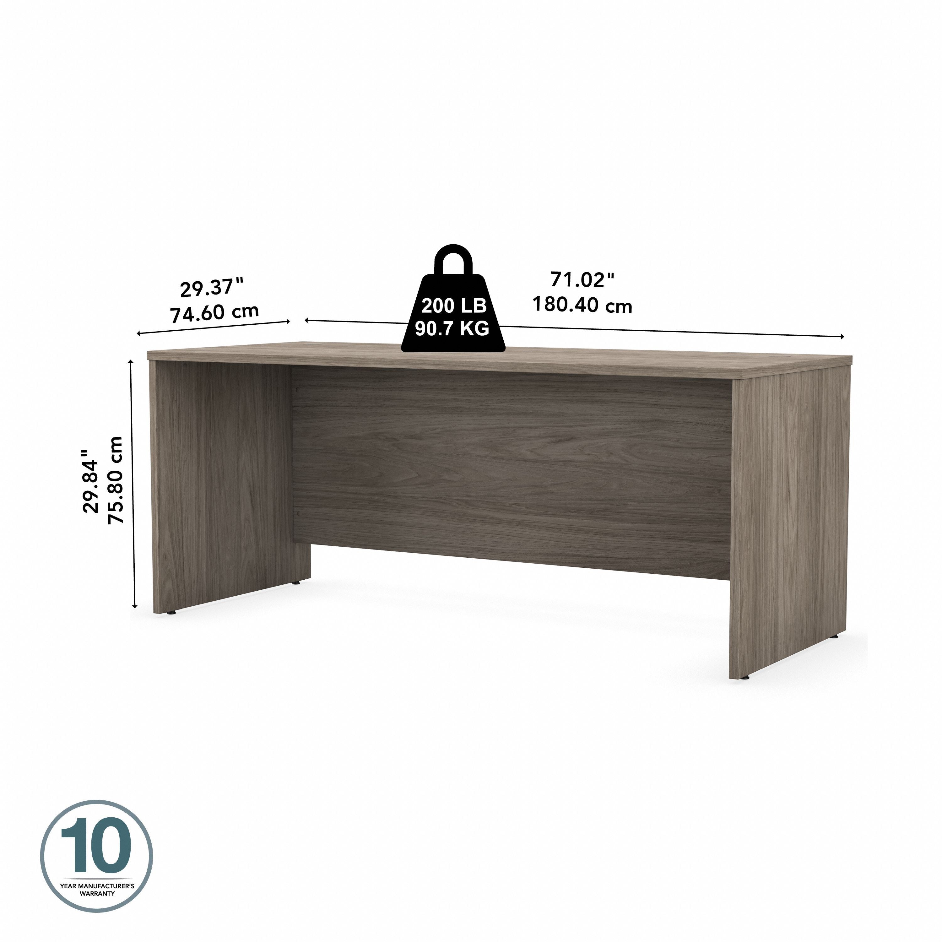 Bush Business Furniture Studio C 72W x 30D Office Desk in Modern Hickory - 71.02" Width x 29.37" Depth x 29.84" Height