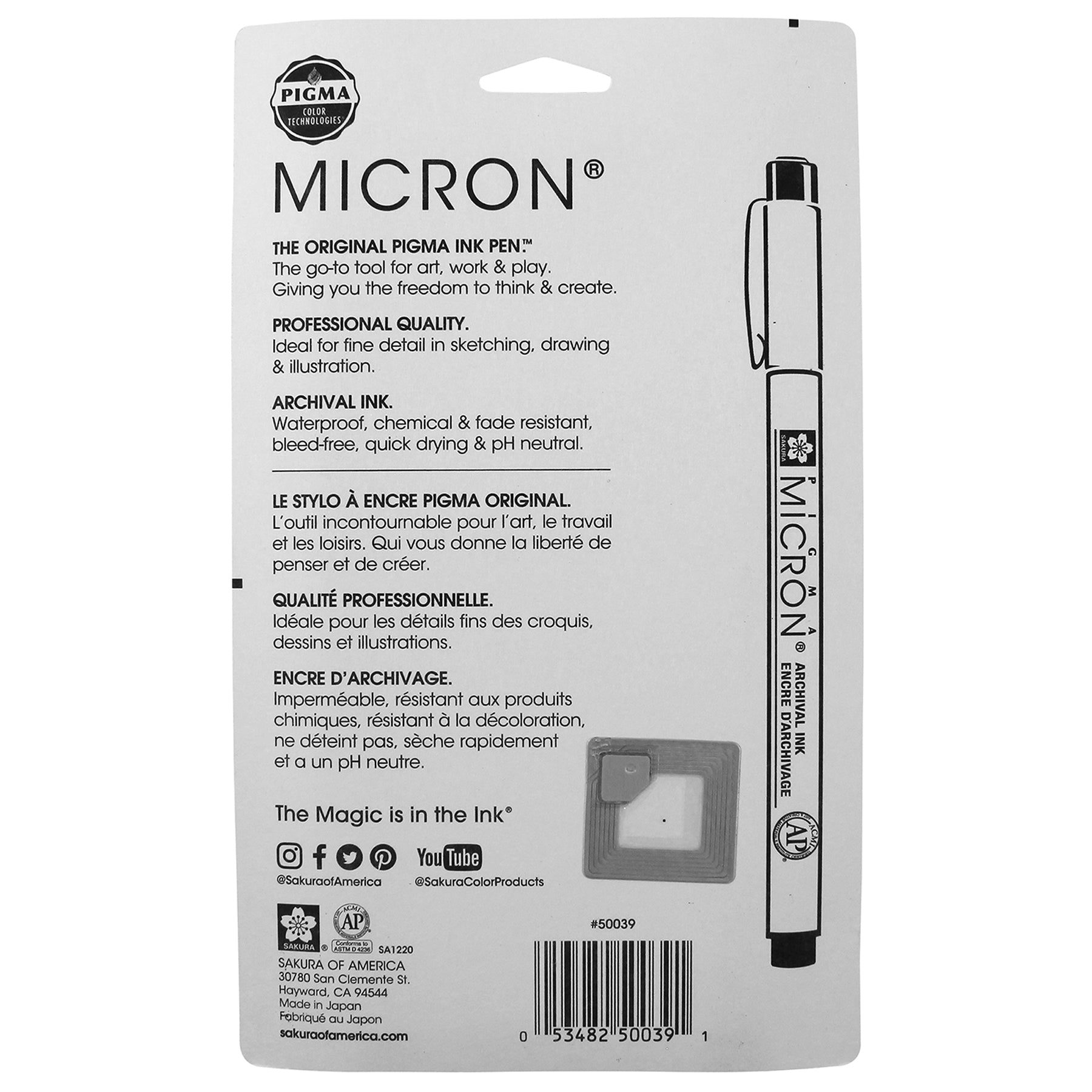 Pigma Micron Pens, Black, Size 08, 6-Pack, Blister Card