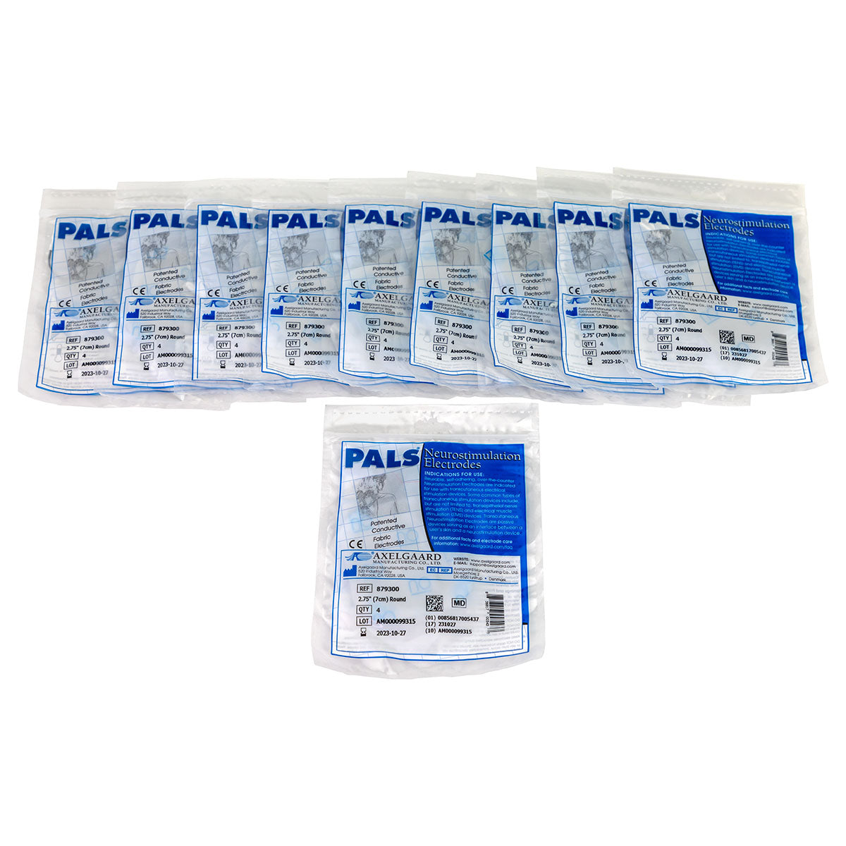 PALS electrodes, clear poly back, 2.75" round, 40/case