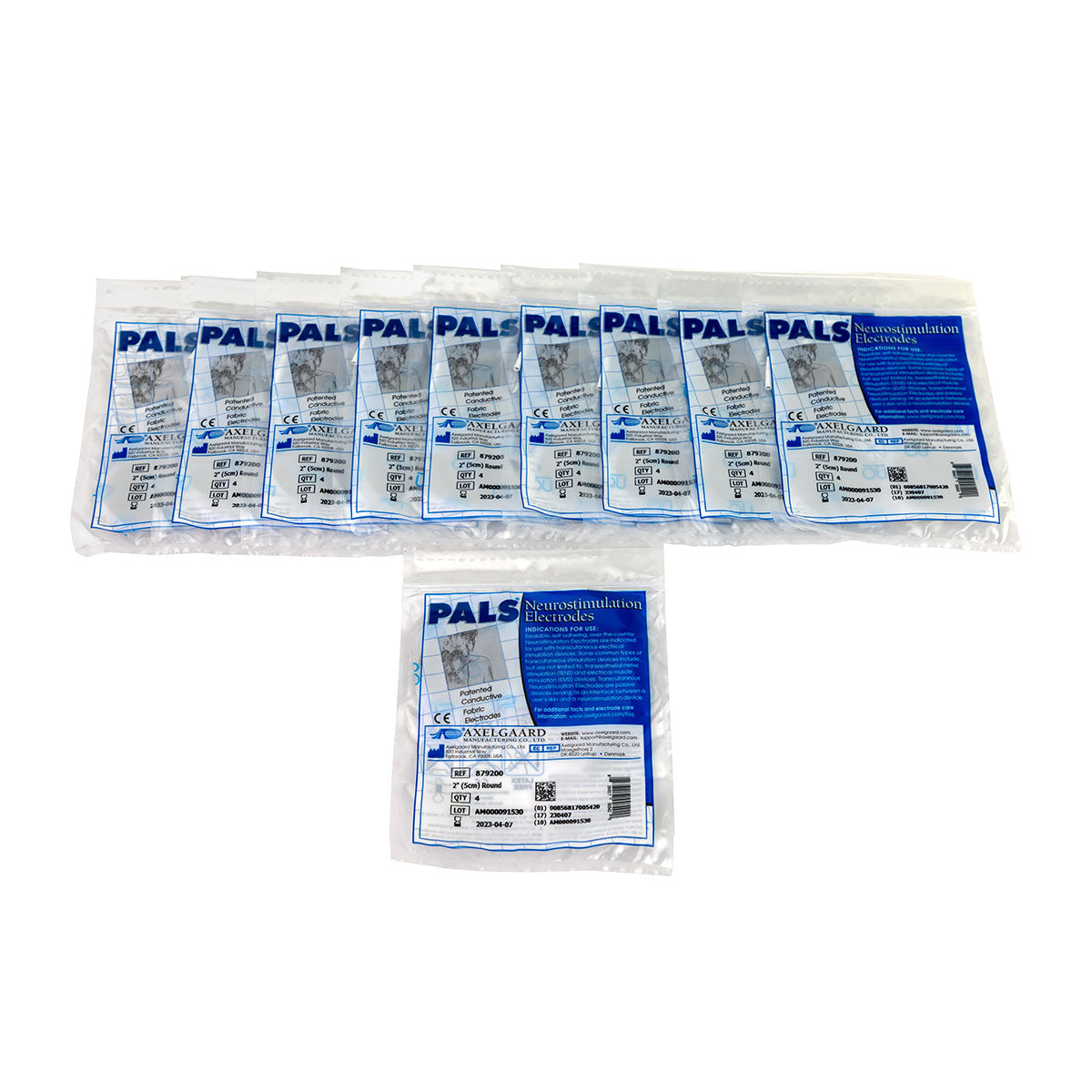 PALS electrodes, clear poly back, 2" round, 40/case
