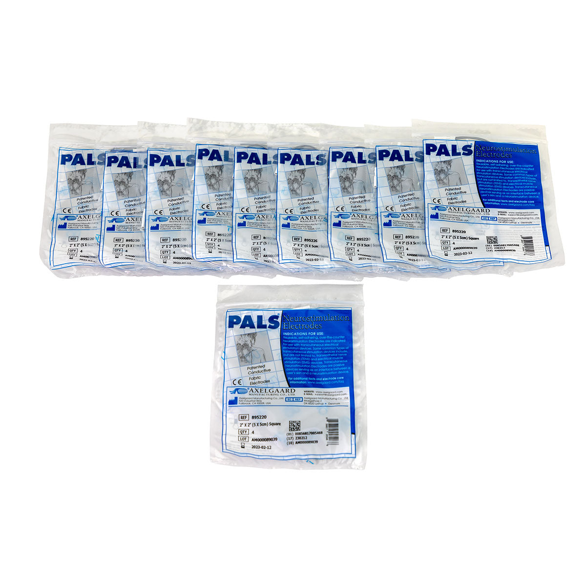 PALS electrodes, clear poly back, 2" square, 40/case