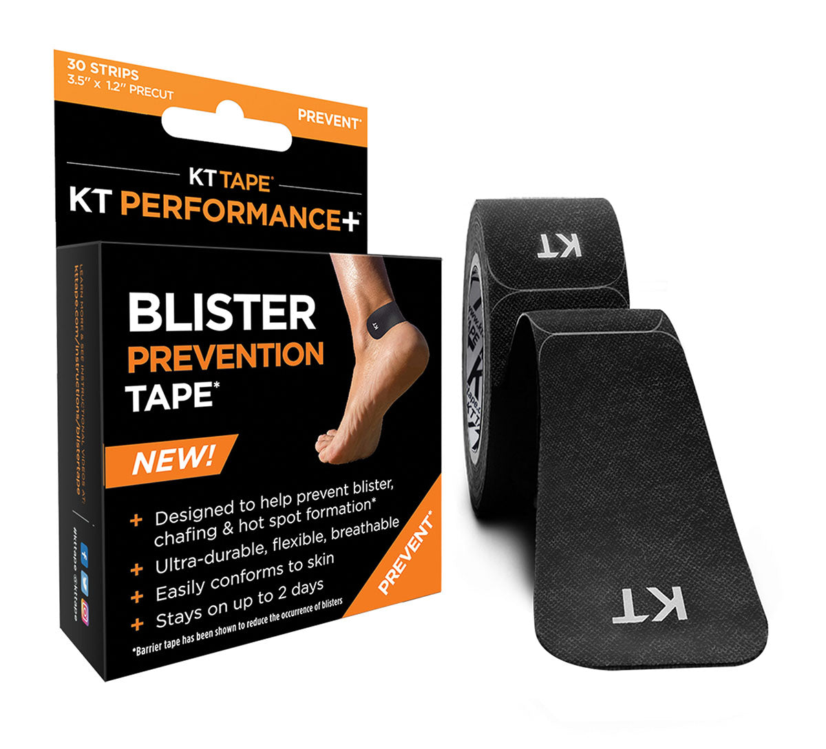 KT Performance+, Blister Prevention Tape (30 each), Black