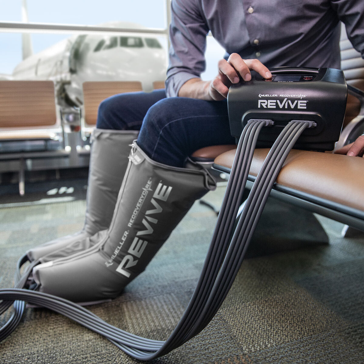 Mueller RecoveryCare REVIVE, Additional Garments, Calf Boot (Pair, Gray)