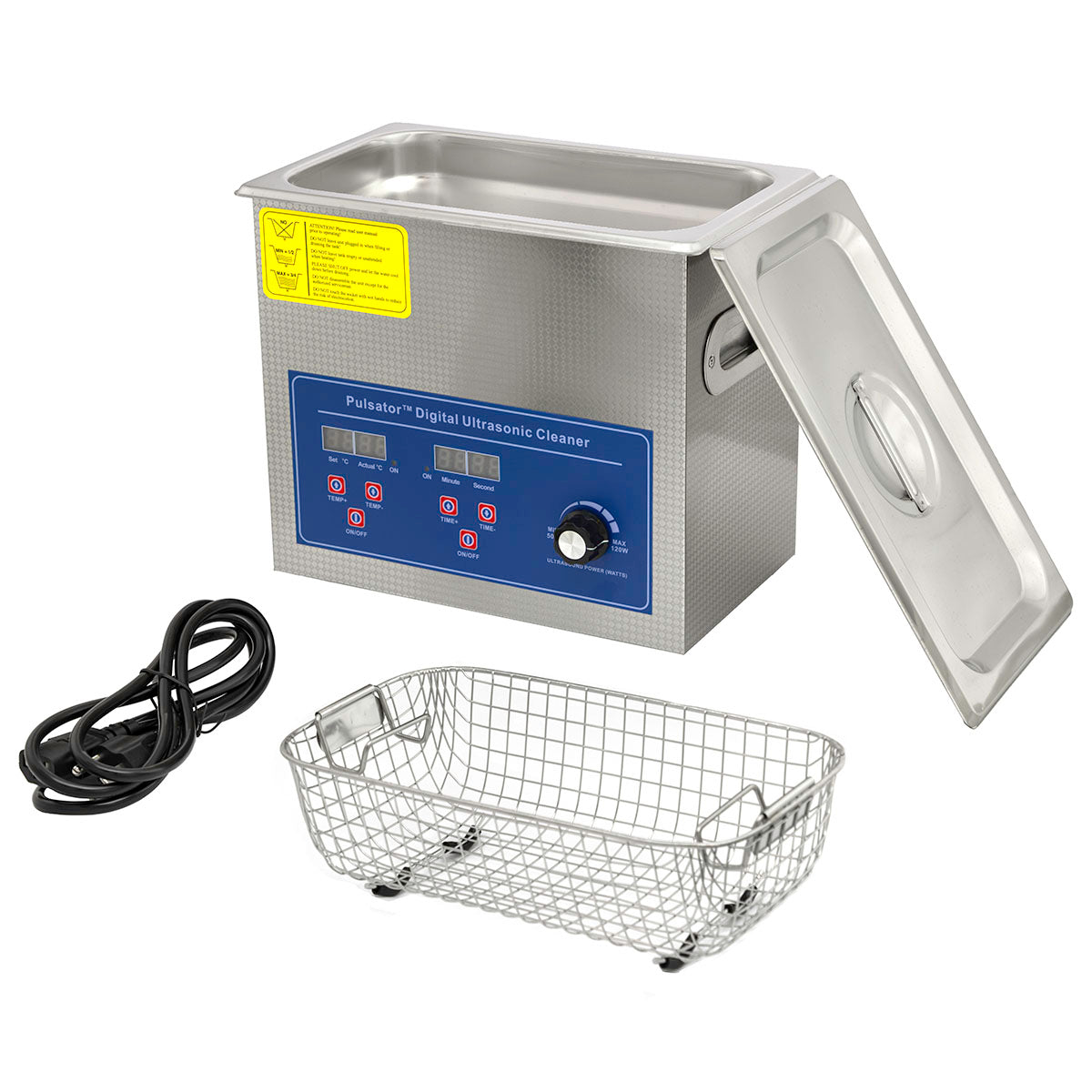 Pulsator Ultrasonic Cleaner, 0.8 gallon (3L) with adjustable time, temperature, and power