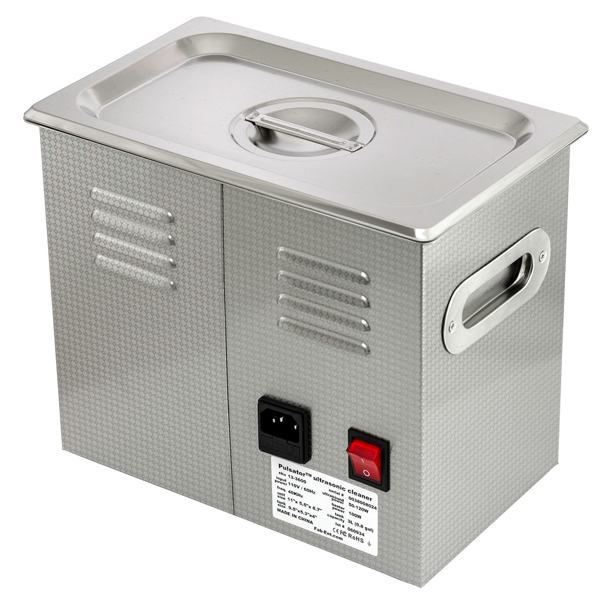 Pulsator Ultrasonic Cleaner, 0.8 gallon (3L) with adjustable time, temperature, and power