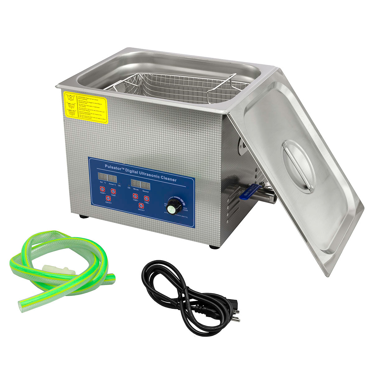 Pulsator Ultrasonic Cleaner, 2.6 gallon (10L) with adjustable time, temperature, and power