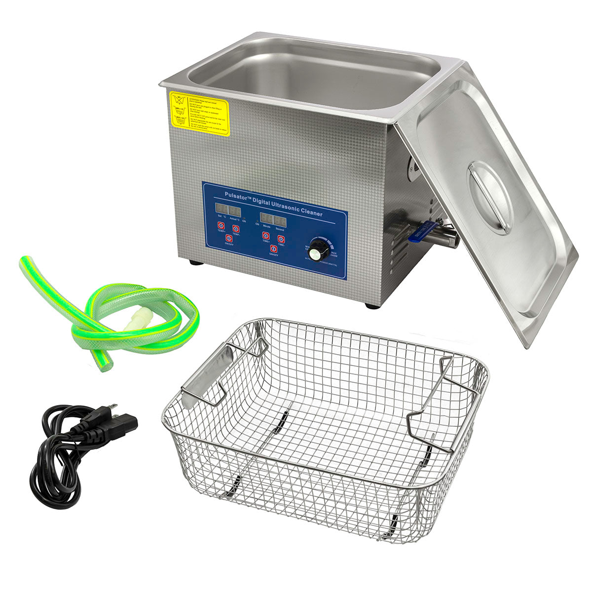 Pulsator Ultrasonic Cleaner, 2.6 gallon (10L) with adjustable time, temperature, and power