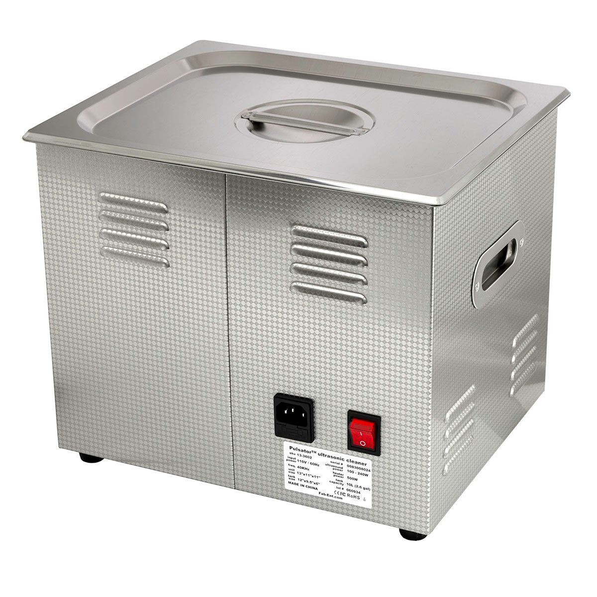 Pulsator Ultrasonic Cleaner, 2.6 gallon (10L) with adjustable time, temperature, and power