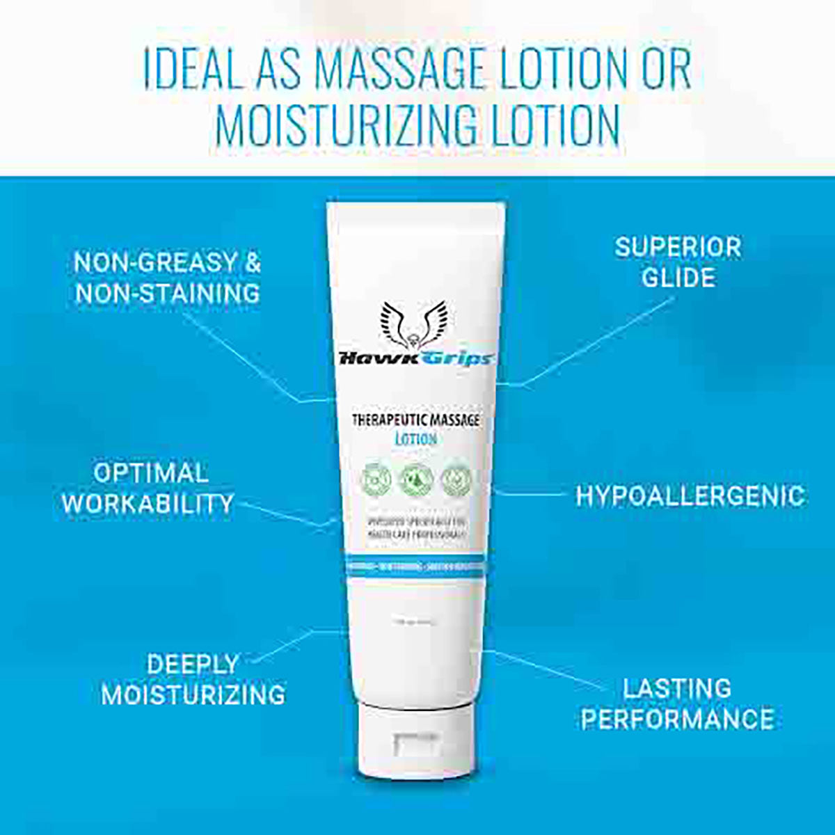 HawkGrips Therapeutic Massage Lotion, 8 oz tube, Each