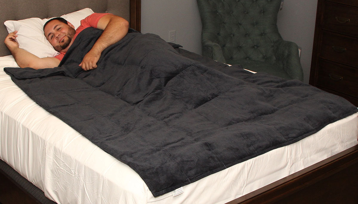 Sommerfly, Sleep Tight Light Weighted Blanket, Navy Blue Corduroy, Large