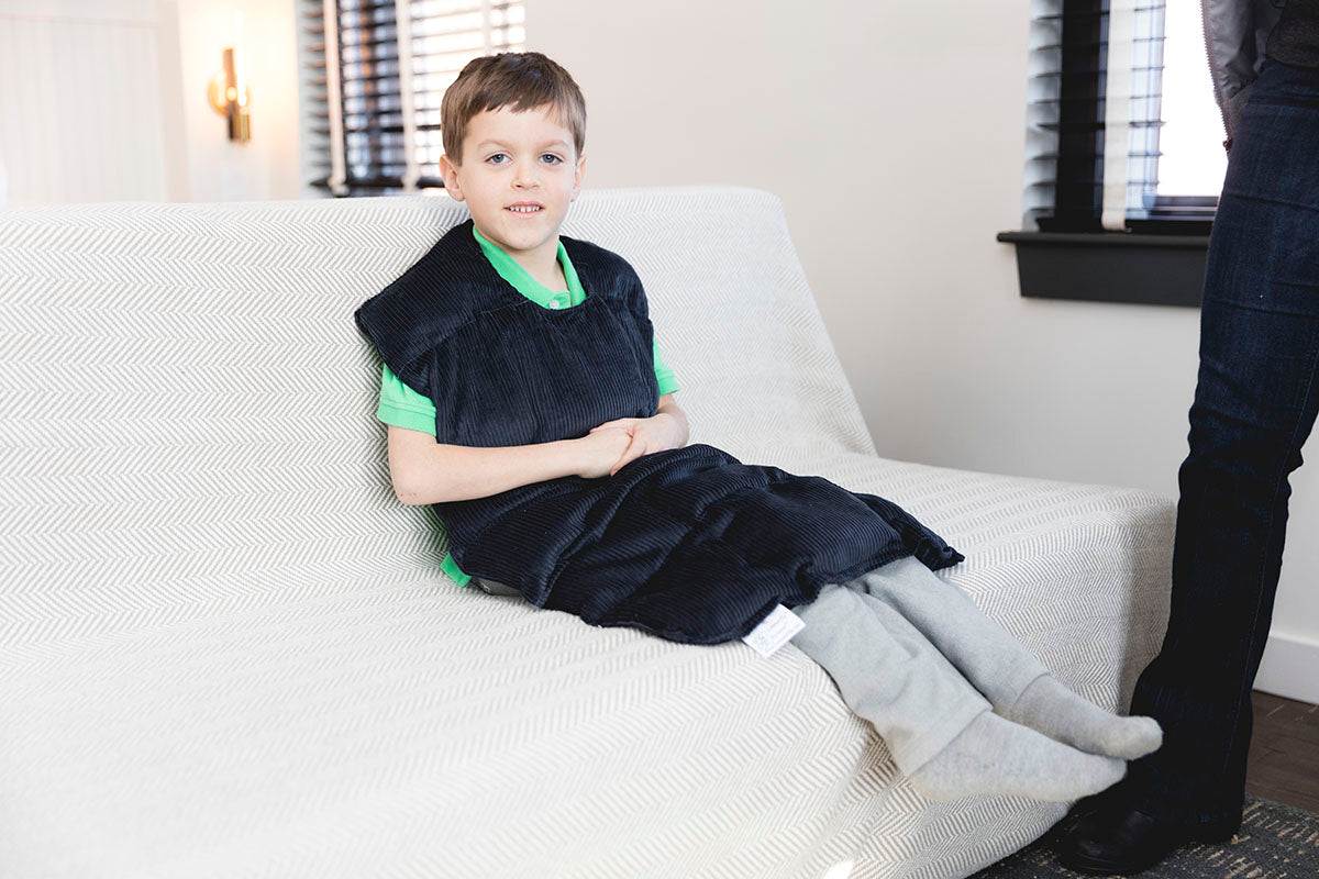 Sommerfly, Relaxer Travel Sized Weighted Blanket, Navy Blue Corduroy, Small