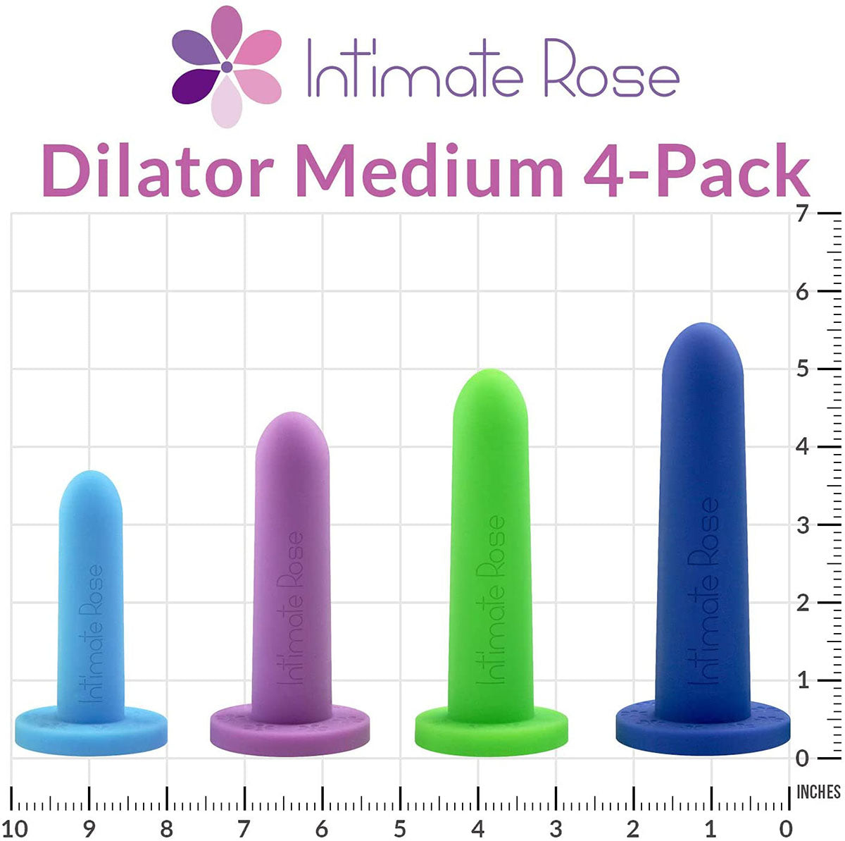 Intimate Rose, Silicone Dilators for Women and Men, Medium (Sizes 3-6), Pack of 4