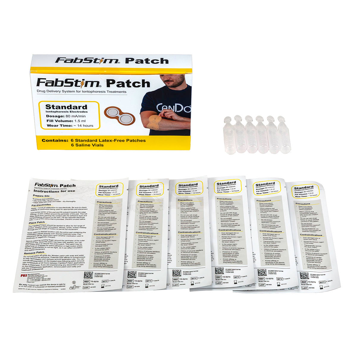 FabStim Iontophoresis Kit, 6 each patch/vial, 80mA-min