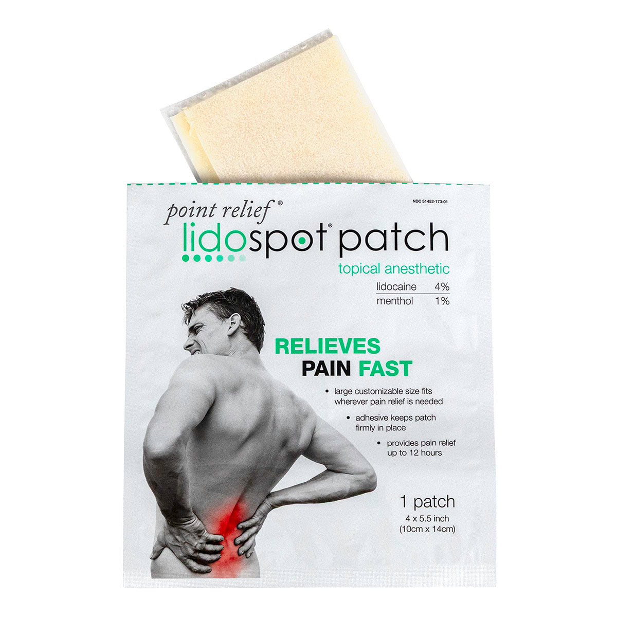 Point Relief LidoSpot pain relieving patch, universal size (4" x 6"), 5/pack