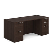 OfficeSource Laminate Double Full Pedestal Desk - 71'' x 30'' - Java