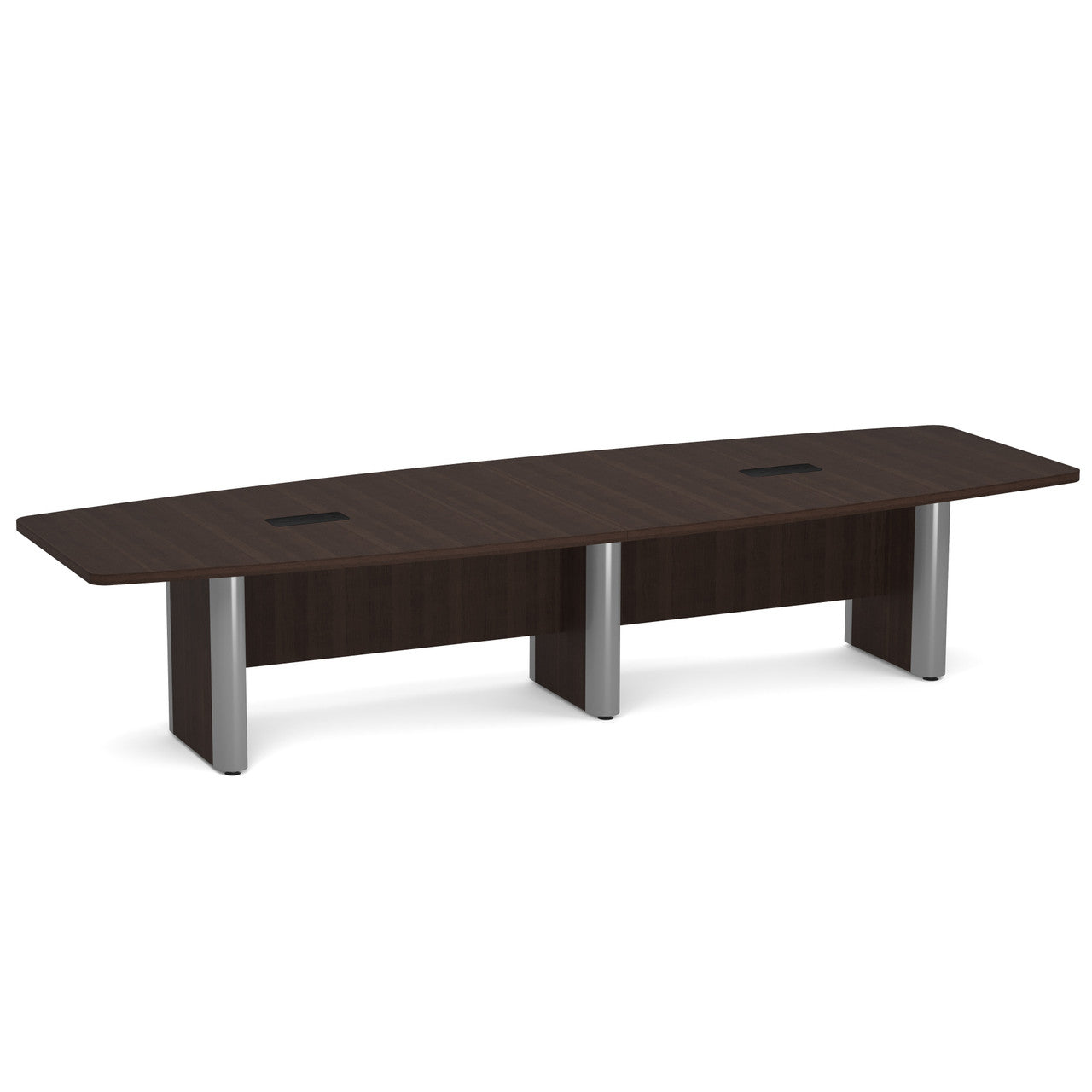 OfficeSource  Boat Shaped Conference Table with Elliptical Base - 12' - Java