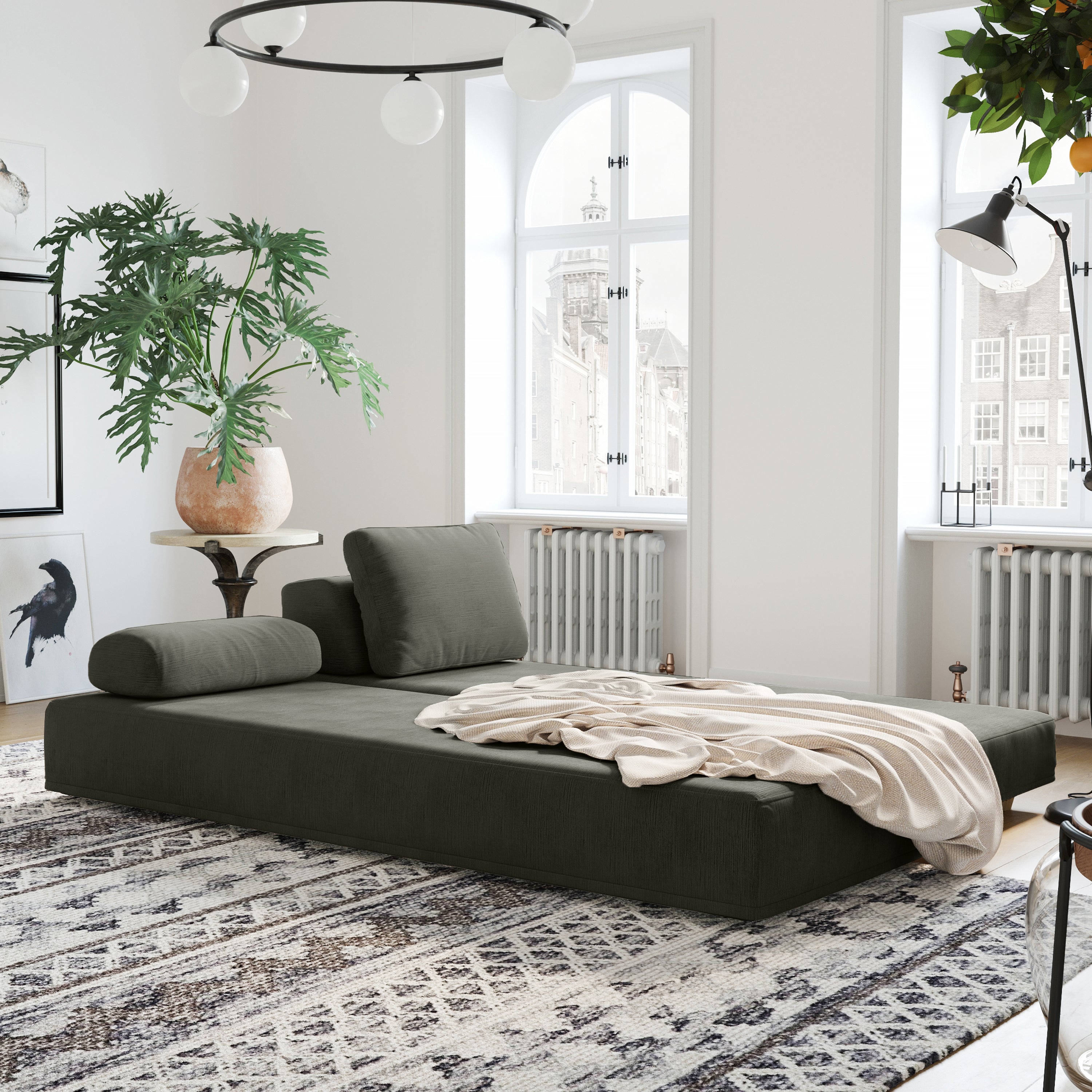 Jaxx Balshan Chaise Lounge Daybed, Charcoal