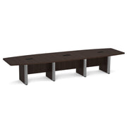 OfficeSource Laminate Expandable Boat Shaped Conference Table with Elliptical Base - 14' - Java