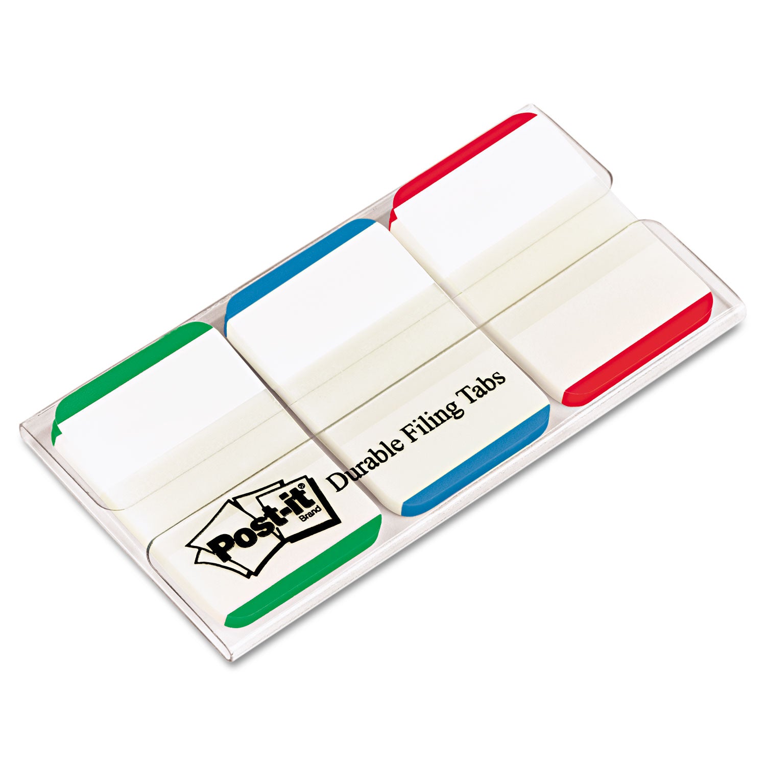 Post-it&reg; Durable Tabs - 1.50" Tab Height x 1" Tab Width - Green, Red, Blue Tab(s) - Repositionable - 1 Pack