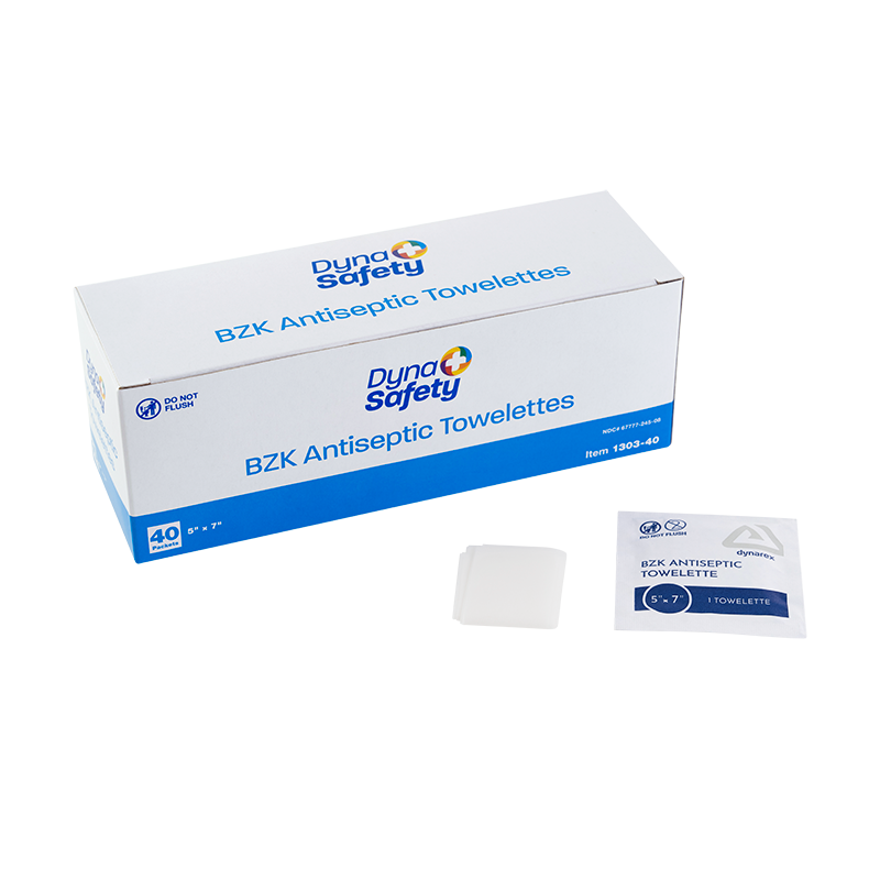 BZK Antiseptic Towelettes, 5” x 7”- 40 pcs per Box/25 Boxes per Case