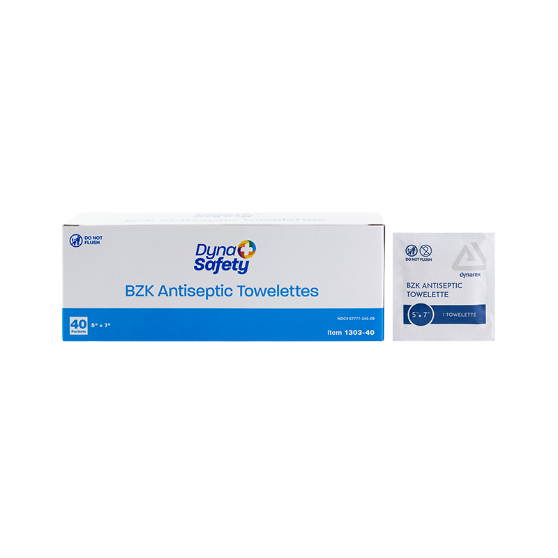 BZK Antiseptic Towelettes, 5” x 7”- 40 pcs per Box/25 Boxes per Case