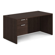 OfficeSource OS Laminate Collection Single 3/4 Pedestal Desk - 60" x 30" - Java