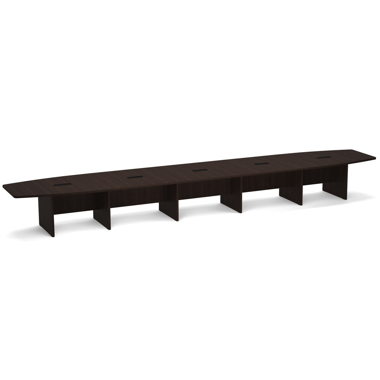 OfficeSource Laminate Expandable Boat Shaped Conference Table with Slab Base - 22' - Java