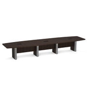 OfficeSource Laminate Expandable Boat Shaped Conference Table with Elliptical Base - 16' - Java