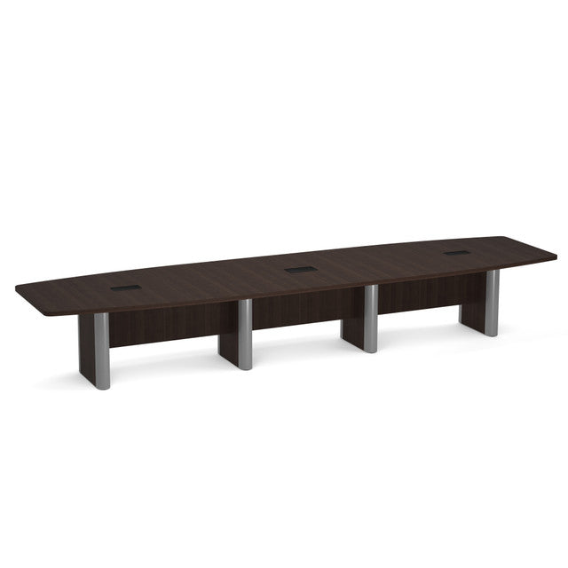 OfficeSource Laminate Expandable Boat Shaped Conference Table with Elliptical Base - 16' - Java
