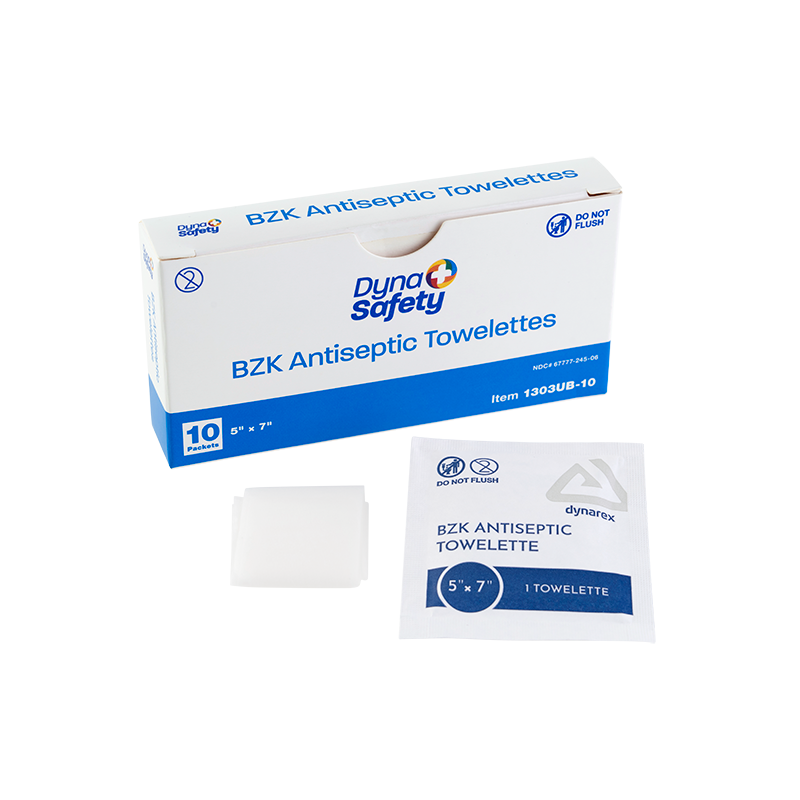 BZK Antiseptic Towelettes, 5” x 7”- 10 pcs per Box/100 Boxes per Case